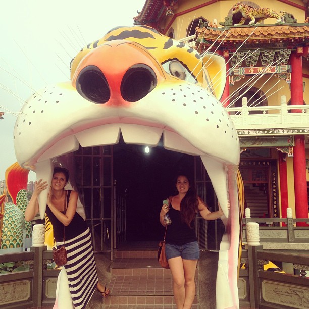 Tessa & I in the pagoda at Lotus Lake